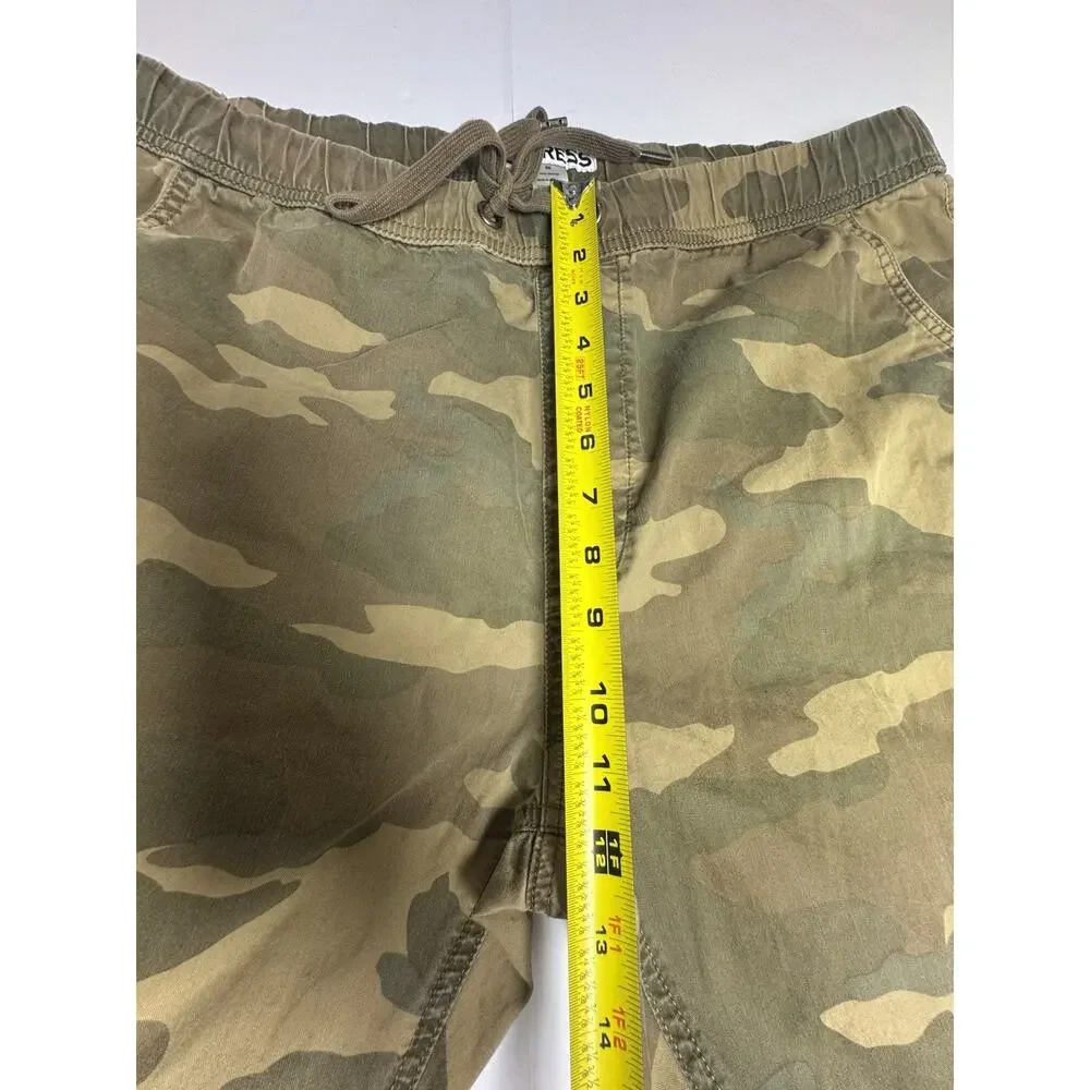 Express Camo Jogger Pants Men’s 36 Green Brown Tan Cotton Twill Drawstring